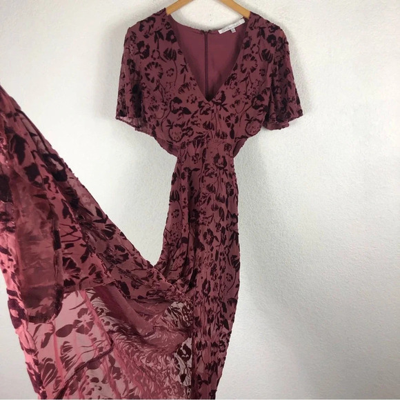 Lovers + Friends Tatum Maeve Pink Velvet Burnout Cut Out Maxi Dress Medium - Picture 12 of 15